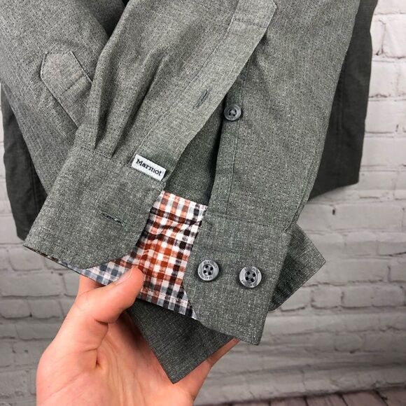Marmot Gray Long Sleeve Button Up Men's Sz XL - Picture 6 of 9